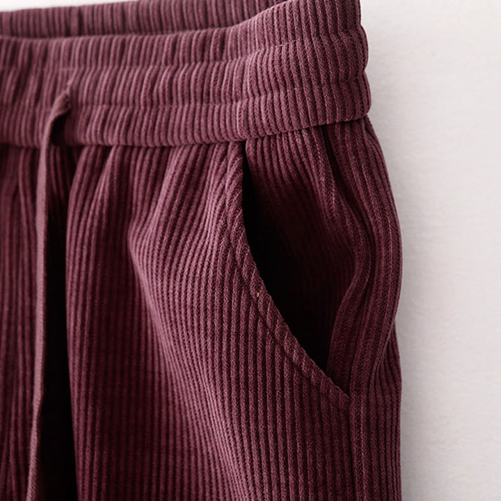 Buddha Stones Casual Corduroy Cotton-padded Women's Cotton Pants With Pockets - image 15
