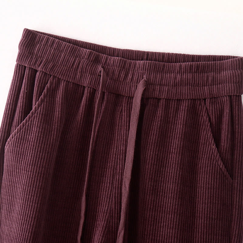 Buddha Stones Casual Corduroy Cotton-padded Women's Cotton Pants With Pockets - image 14