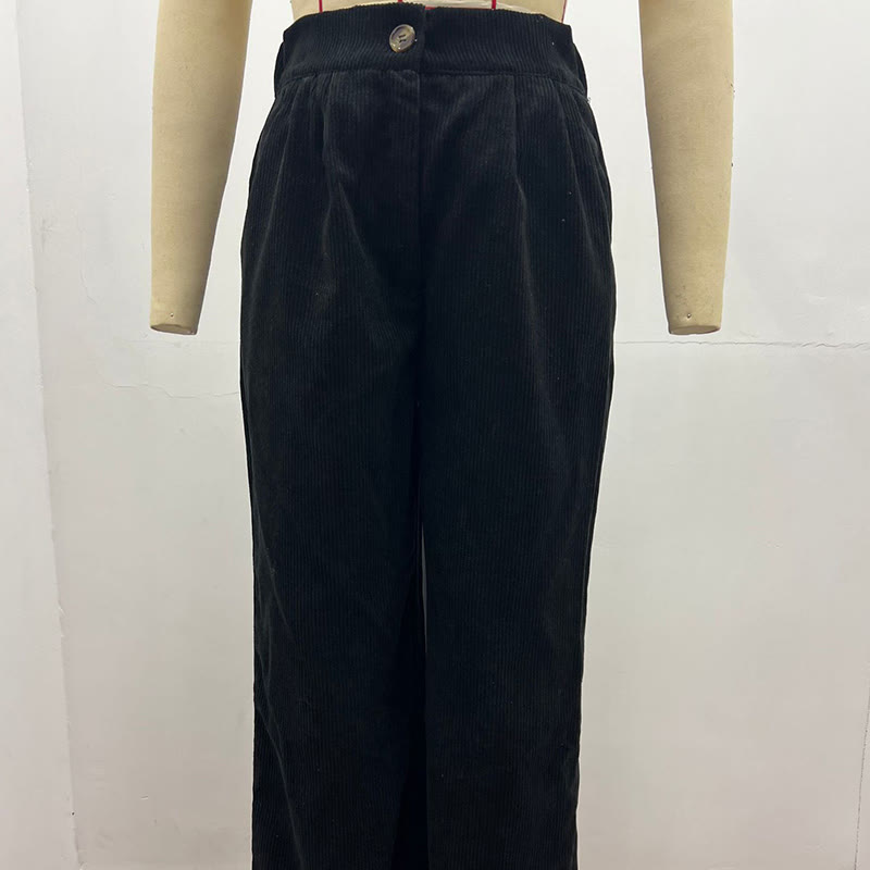 Buddha Stones Casual Corduroy Straight-leg Women's Cotton Pants With Pockets - image 4