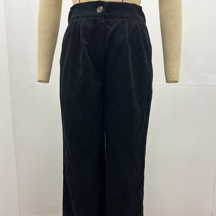 Buddha Stones Casual Corduroy Straight-leg Women's Cotton Pants With Pockets - image 4