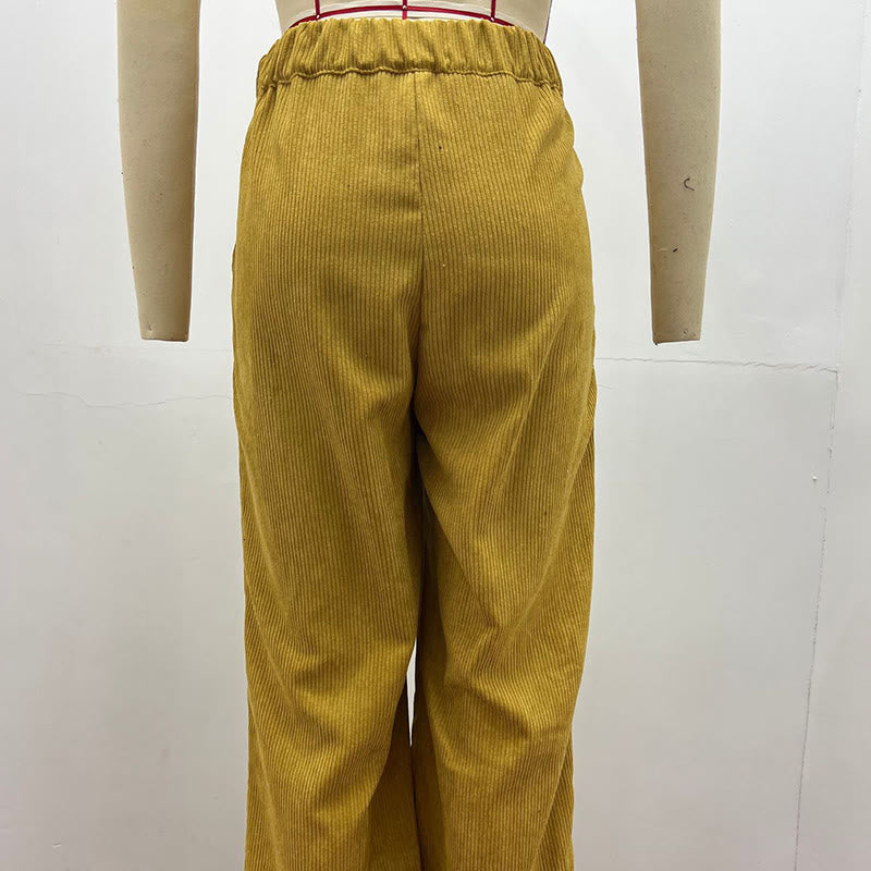 Buddha Stones Casual Corduroy Straight-leg Women's Cotton Pants With Pockets - image 11