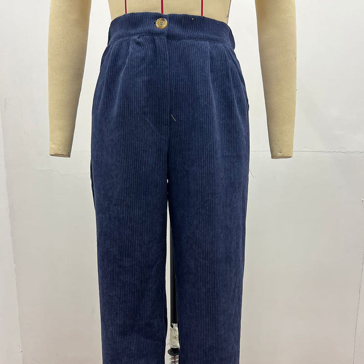 Buddha Stones Casual Corduroy Straight-leg Women's Cotton Pants With Pockets - image 17