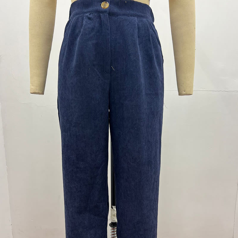 Buddha Stones Casual Corduroy Straight-leg Women's Cotton Pants With Pockets - image 16