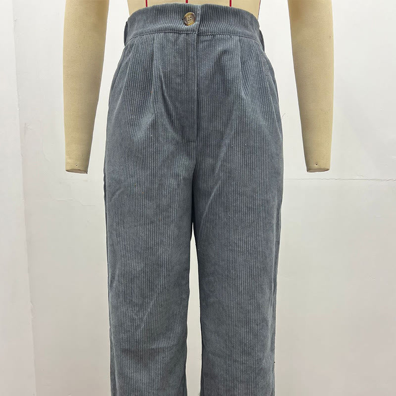 Buddha Stones Casual Corduroy Straight-leg Women's Cotton Pants With Pockets - image 23