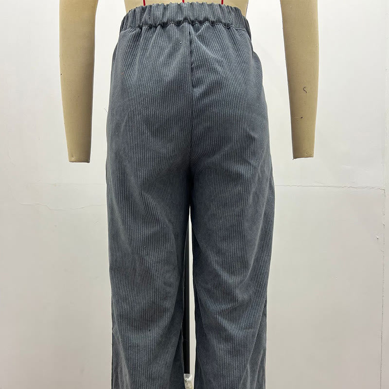 Buddha Stones Casual Corduroy Straight-leg Women's Cotton Pants With Pockets - image 24