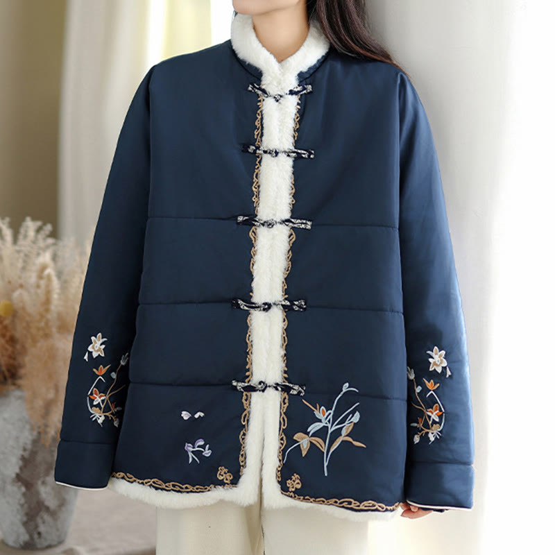 Buddha Stones Women's Long Sleeve Thickened Cotton-padded Cotton Jacket With Pockets - image 4
