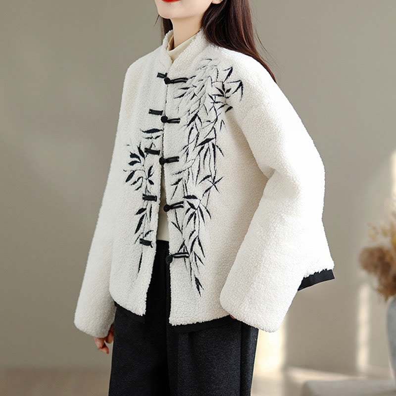 Buddha Stones Women's Embroidered Long Sleeve Thickened Cotton Jacket With Pockets - image 6