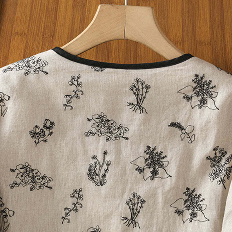 Buddha Stones Women's Printing Frog-button Long Sleeve Padded Jacket With Pockets - image 3