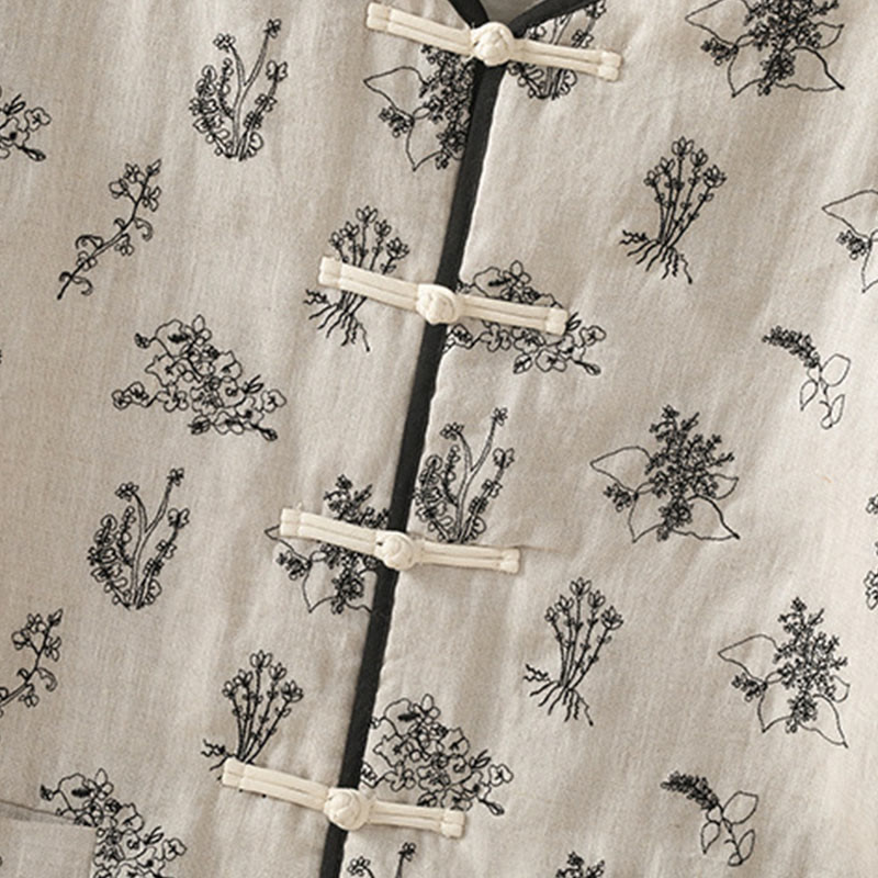 Buddha Stones Women's Printing Frog-button Long Sleeve Padded Jacket With Pockets - image 4