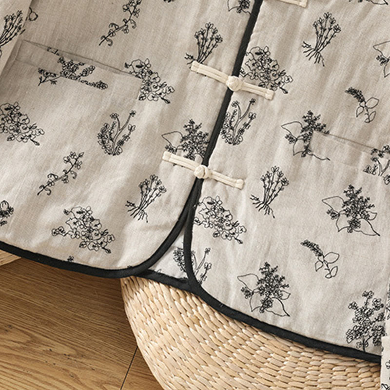 Buddha Stones Women's Printing Frog-button Long Sleeve Padded Jacket With Pockets - image 5