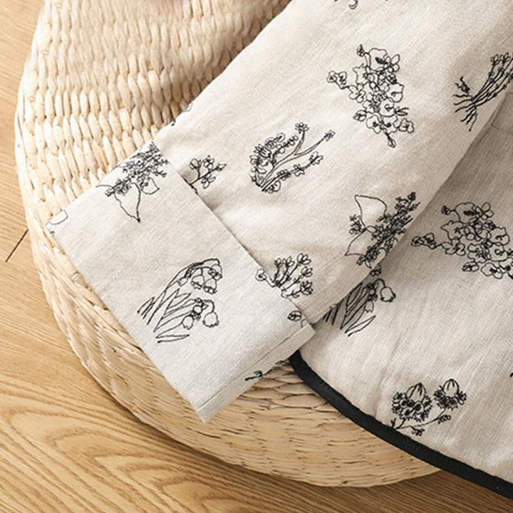 Buddha Stones Women's Printing Frog-button Long Sleeve Padded Jacket With Pockets - image 8