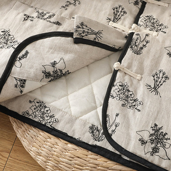 Buddha Stones Women's Printing Frog-button Long Sleeve Padded Jacket With Pockets - image 6