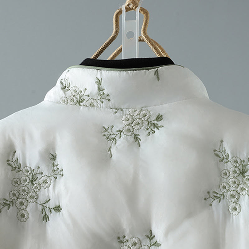 Buddha Stones Women's Embroidery Frog-button Long Sleeve Cotton Thicken Jacket With Pockets - image 8