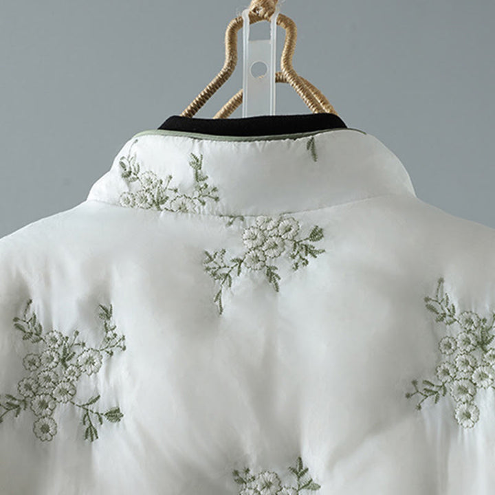 Buddha Stones Women's Embroidery Frog-button Long Sleeve Cotton Thicken Jacket With Pockets - image 8