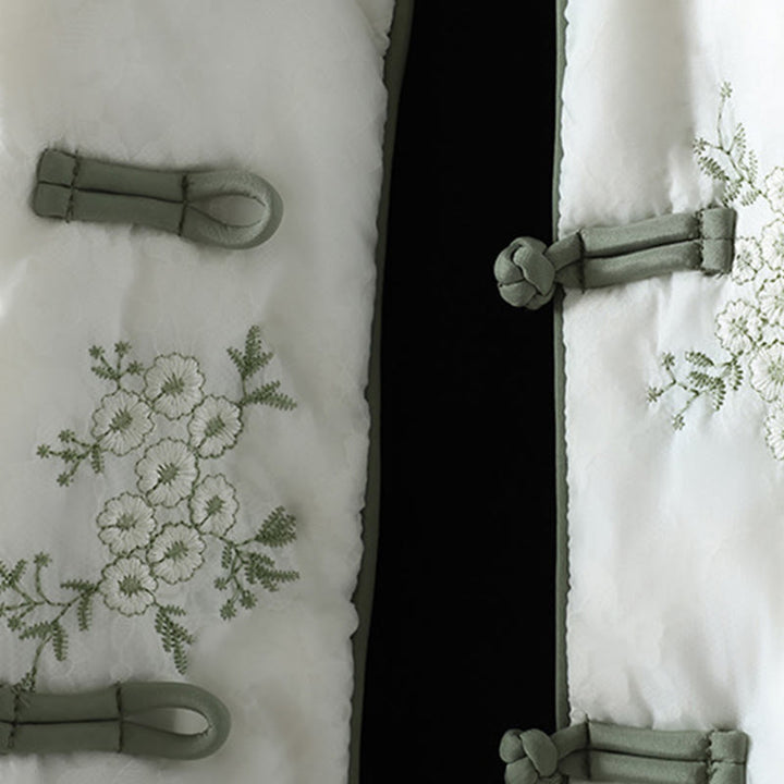Buddha Stones Women's Embroidery Frog-button Long Sleeve Cotton Thicken Jacket With Pockets - image 7