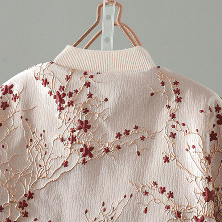 Buddha Stones Women's Jacquard Buttons Long Sleeve Cotton Thicken Jacket With Pockets - image 3