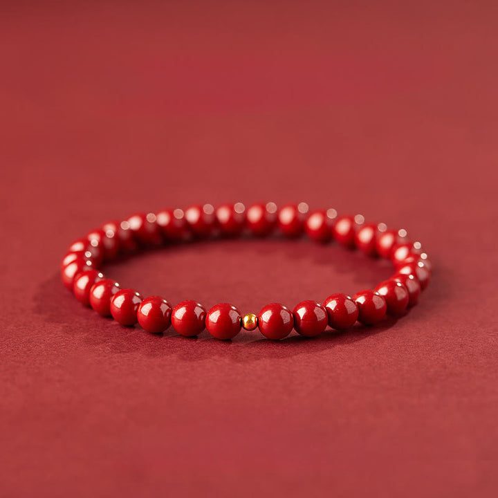 Buddha Stones 925 Sterling Silver Cinnabar Beads Blessing Bracelet - 6mm Imperial Cinnabar&4mm 925 Sterling Silver - image 7