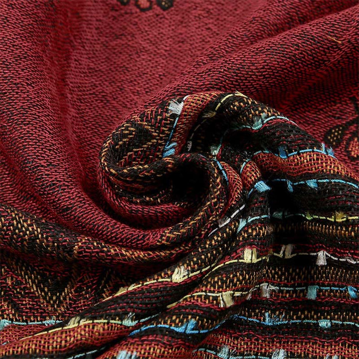 Buddha Stones Spring Cashew Flower Stripe Geometric Pattern Tassel Soft Scarf Shawl - image 3