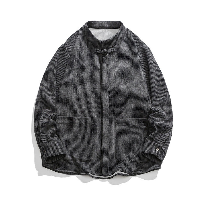 Buddha Stones Solid Color Frog-Button Long Sleeve Men's Cotton Corduroy Jacket With Pockets - image 21