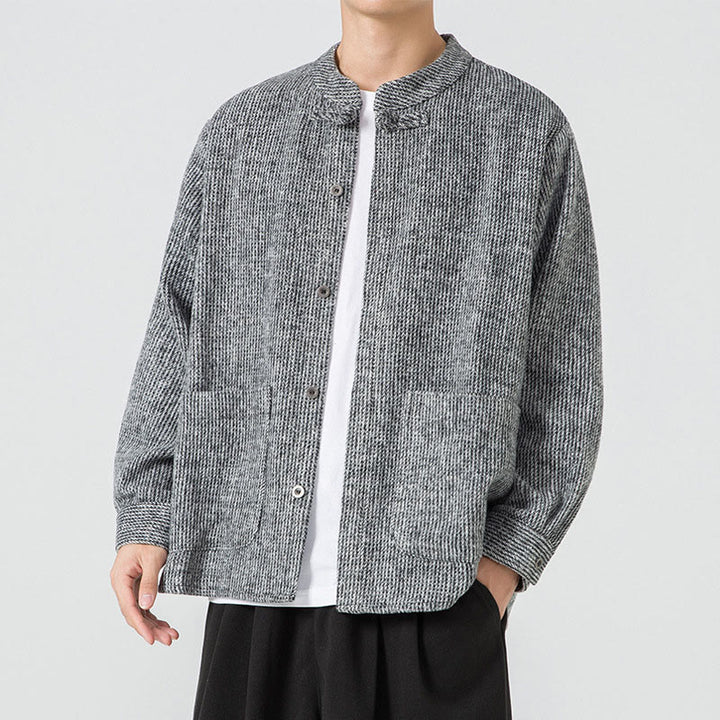 Buddha Stones Solid Color Frog-Button Long Sleeve Men's Cotton Corduroy Jacket With Pockets - image 28