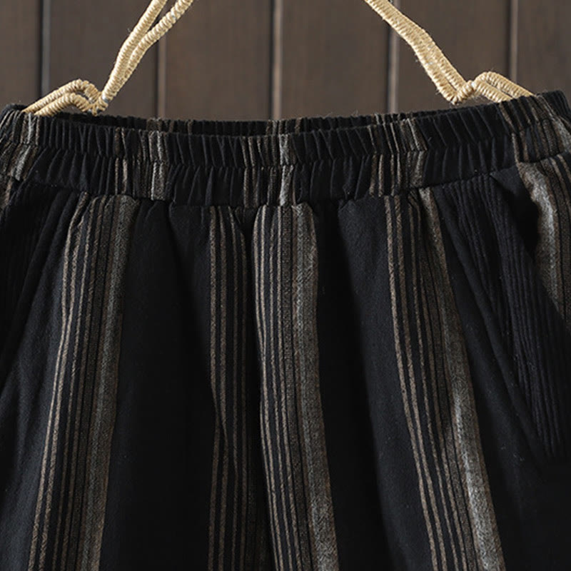 Buddha Stones Commute Thermal Striped Cotton Women's Harem Pants With Pockets - image 10