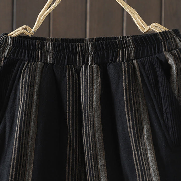 Buddha Stones Commute Thermal Striped Cotton Women's Harem Pants With Pockets - image 10