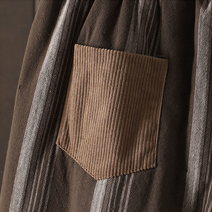 Buddha Stones Commute Thermal Striped Cotton Women's Harem Pants With Pockets - image 5