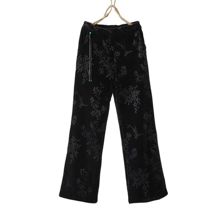 Buddha Stones Women's Jacquard High Waist Design Wide Leg Cotton Fleece-Lined Pants With Pockets - image 14