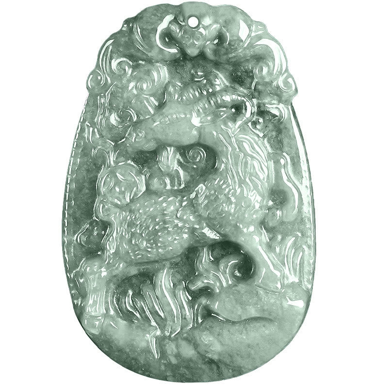Buddha Stones Chinese Zodiac Jade Year of the Horse Luck Rope Necklace Pendant - image 18