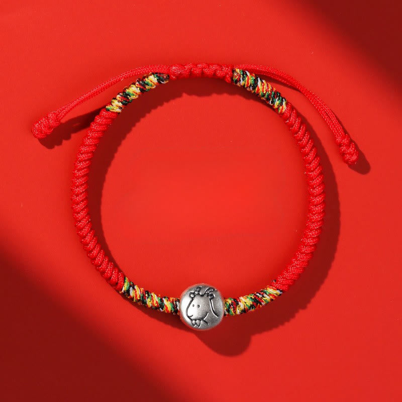 Buddha Stones 999 Sterling Silver Chinese Zodiac Year Of The Horse Red String Strength Braided Bracelet - Goat Red String - image 25