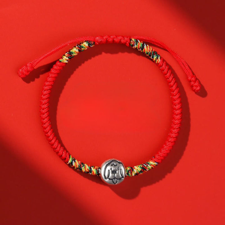 Buddha Stones 999 Sterling Silver Chinese Zodiac Year Of The Horse Red String Strength Braided Bracelet - Dog Red String - image 28
