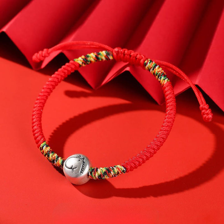 Buddha Stones 999 Sterling Silver Chinese Zodiac Year Of The Horse Red String Strength Braided Bracelet - image 5