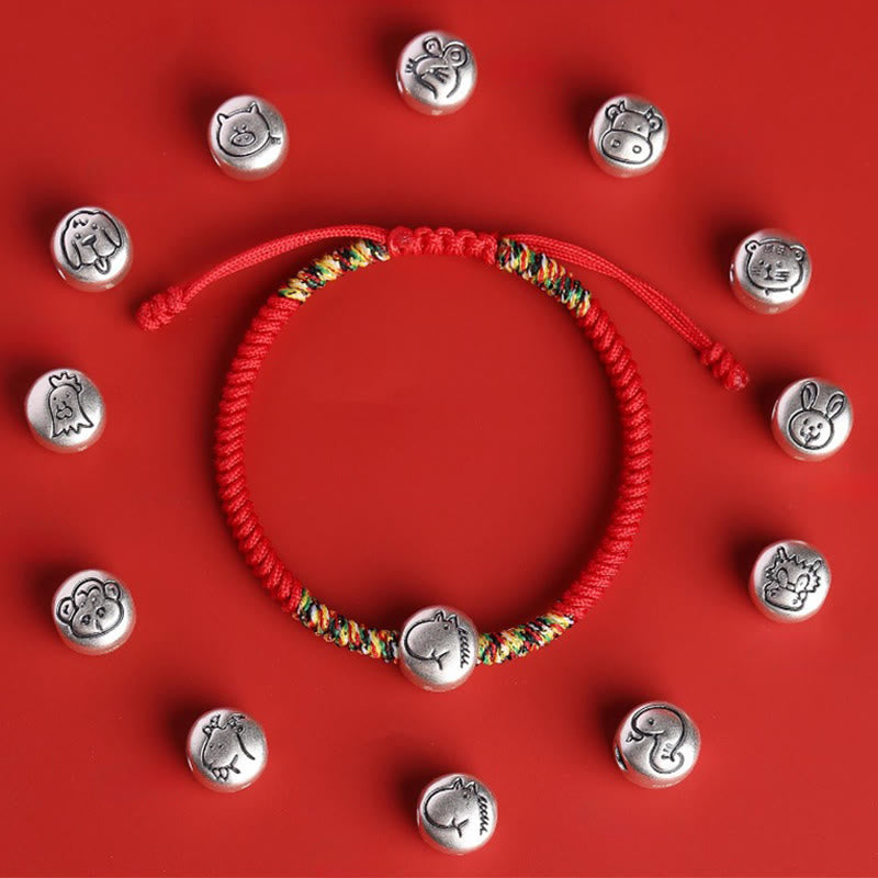Buddha Stones 999 Sterling Silver Chinese Zodiac Year Of The Horse Red String Strength Braided Bracelet - image 30