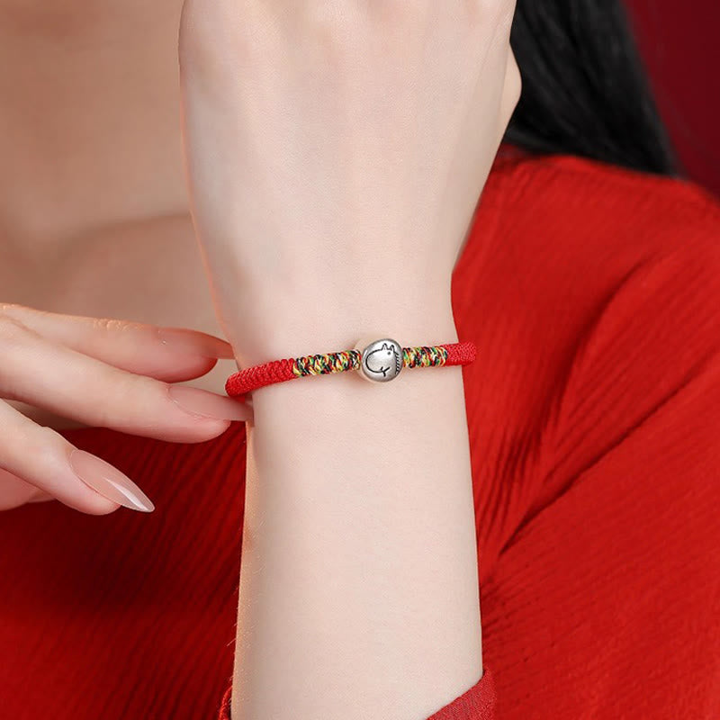 Buddha Stones 999 Sterling Silver Chinese Zodiac Year Of The Horse Red String Strength Braided Bracelet - image 9