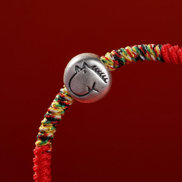Buddha Stones 999 Sterling Silver Chinese Zodiac Year Of The Horse Red String Strength Braided Bracelet - image 7