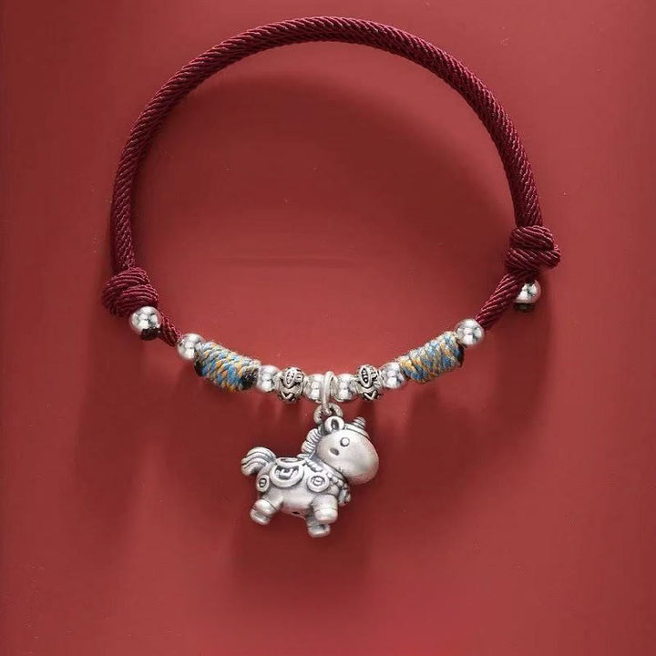 Buddha Stones Year of the Horse 999 Sterling Silver String Braided Protection Bracelet - Copper Coins Dark Red(Wrist Circumference 14-21cm) - image 19