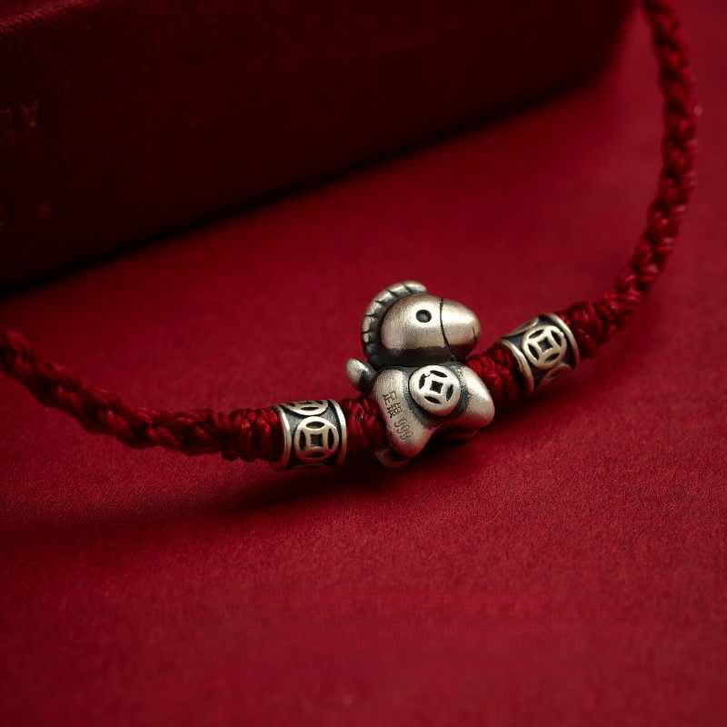 Buddha Stones Year of the Horse 999 Sterling Silver String Braided Protection Bracelet - image 11