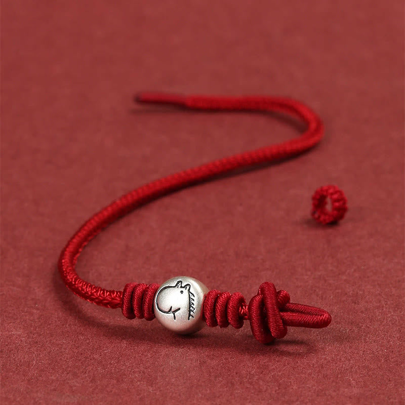 Buddha Stones Year of the Horse 999 Sterling Silver Red String Braided Connection Bracelet - image 4
