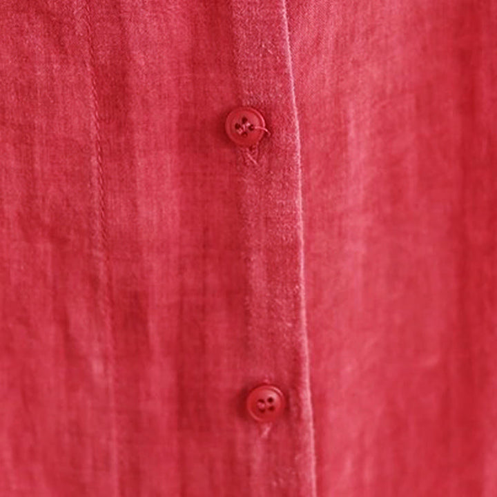 Buddha Stones Irregular Design Buttons Long Sleeve Women's Cotton Shirt - image 7