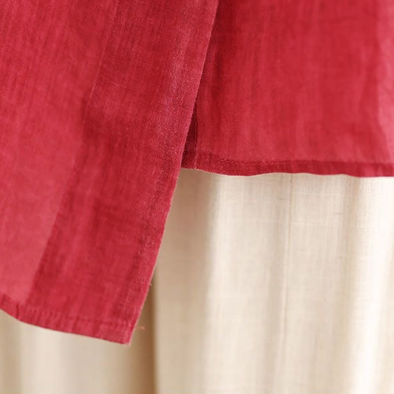 Buddha Stones Irregular Design Buttons Long Sleeve Women's Cotton Shirt - image 18