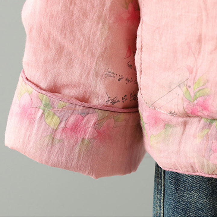 Buddha Stones Printed Women's Long Sleeve Cotton-padded Jacket With Pockets - image 9