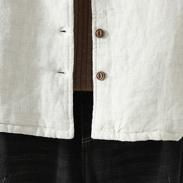 Buddha Stones Casual Buttons Women's Long Sleeve Cotton Jacket With Pockets - image 9