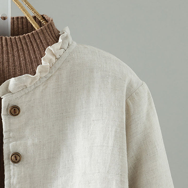 Buddha Stones Casual Buttons Women's Long Sleeve Cotton Jacket With Pockets - image 7