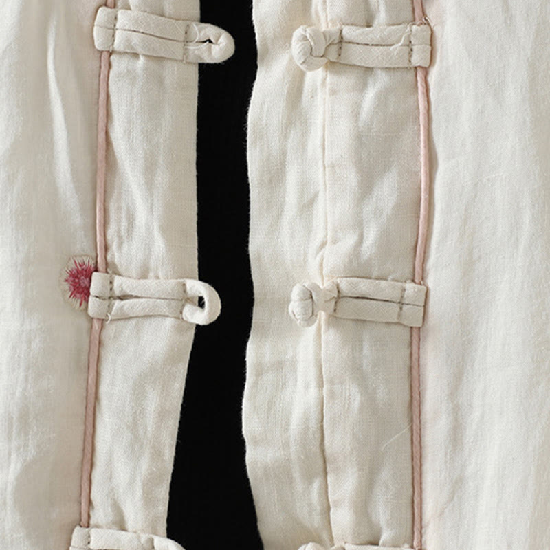 Buddha Stones Flower Embroidery Women's Long Sleeve Cotton-padded Jacket With Pockets - image 8