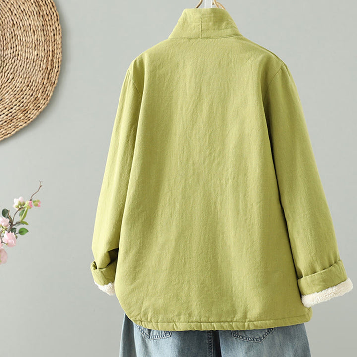 Buddha Stones Drawstring Zen Meditation Women's Long Sleeve Cotton Jacket - image 1