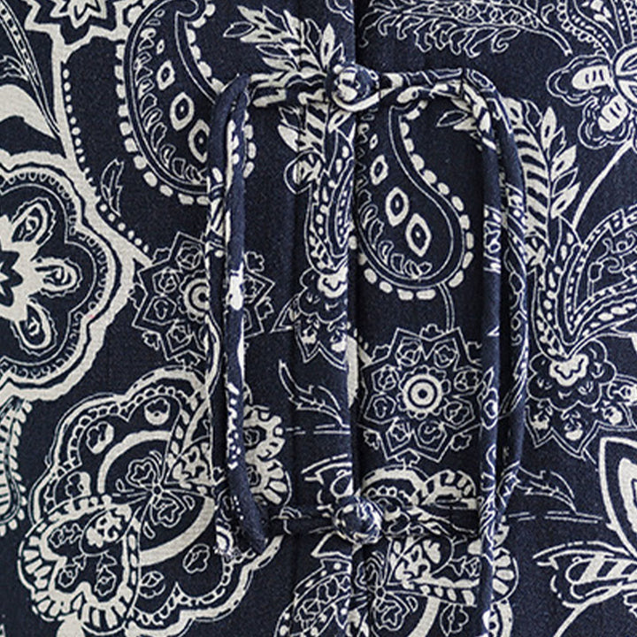 Buddha Stones Plant Pattern Frog-button Women's Sleeveless Cotton Vest Waistcoat With Pockets - image 8