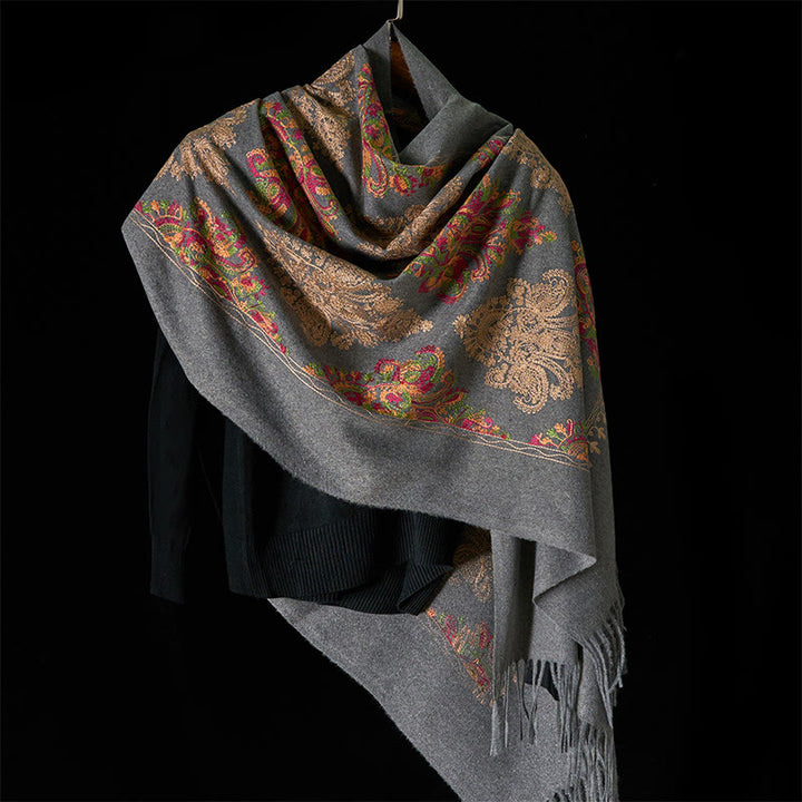 Buddha Stones Winter Colorful Vines Flowers Pattern Tassel Cozy Scarf Shawl - image 1