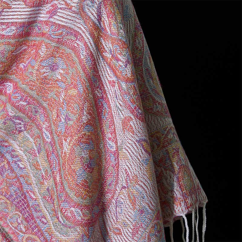 Buddha Stones Spring Cashew Flower Leaves Vines Geometric Pattern Tassel Soft Scarf Shawl - image 15