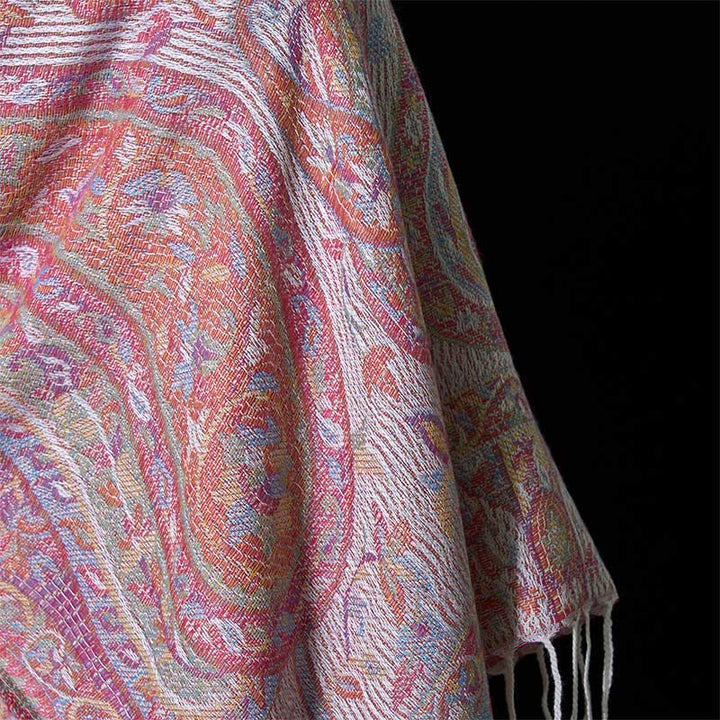 Buddha Stones Spring Cashew Flower Leaves Vines Geometric Pattern Tassel Soft Scarf Shawl - image 15