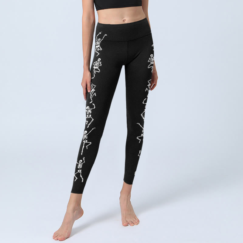 Buddha Stones The Lord Of The Corpse Forest  Skull Pattern Gym Leggings Women's Yoga Pants - image 5